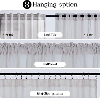 Dreaming Casa Grey Sheer Curtains 96 Inches Long, Rod Pocket & Back Tab Light Filtering Textured Sheers for Living Room Bedroom, 2 Panels, Each 100" W x 96" L