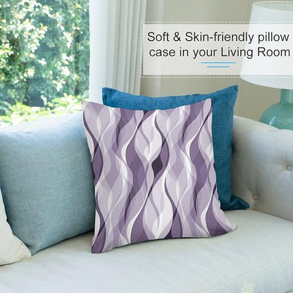 Lavender Throw Pillow Covers Modern Purple and Grey Striped Decorations for Bedroom Living Room Farmhouse Sofa Pillows Bed Couch 16x16 Inch