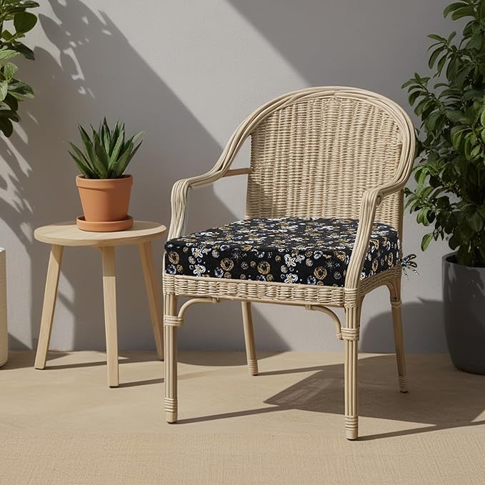 idee-home Outdoor Chair Cushions Set of 4, Thick 17" x 17" x 3" Outdoor Seat Cushions Patio Furniture Waterproof with Ties, Dining Pads