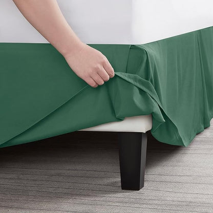 Nestl Hunter Green Bed Skirt Cal King Size - Cal King Bed Skirt 14 Inch Drop - Brushed Microfiber Bed Skirts - Hotel Quality Pleated Bed Skirt - Shrinkage & Fade Resistant
