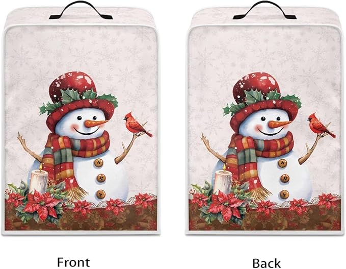 Christmas Coffee Maker Cover, Cute Snowman Cardinal Coffee Dust Protector Washable Foldable