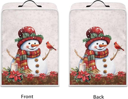 Christmas Coffee Maker Cover, Cute Snowman Cardinal Coffee Dust Protector Washable Foldable