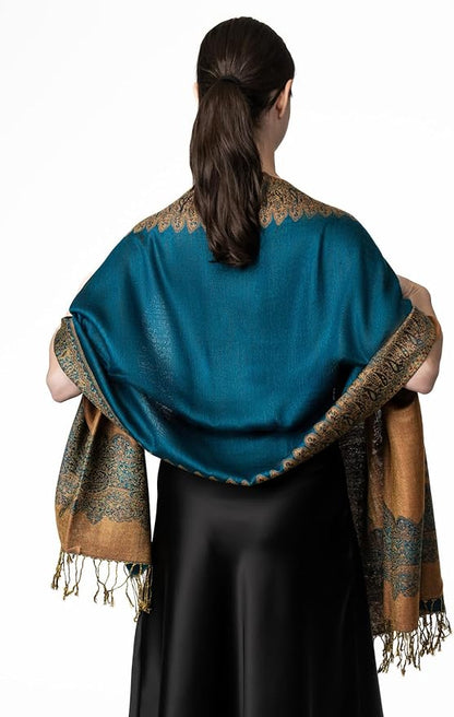 Achillea Big Paisley Pashmina Shawl Wrap for Women – Elegant Scarf for Weddings, Evening Dresses, Festivals & Daily Wear