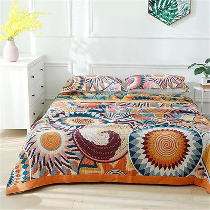 MSGKV Boho Throw Blanket for Bed Couch,100% Cotton Throw Blankets 80''x 90'' Mexican Super Soft Blanket Travel Picnic Blankets Versatile Knit Woven Blanket Boho Decor