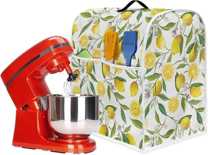 Stand Mixer Cover Compatible with Kitchen Aid Mixer, Cute Lemon Print Kitchen Appliance Dustproof Covers with Accessories Pockets, Fits All Tilt Head & Bowl Lift Models Mixers