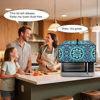 Boho Mandala Lotus Flower Print Microwave Oven Dust Cover with Storage Bags Toaster Oven Cover Polyester-Linen Fabric Small Appliance Dust Covers Fingerprint Protection, S