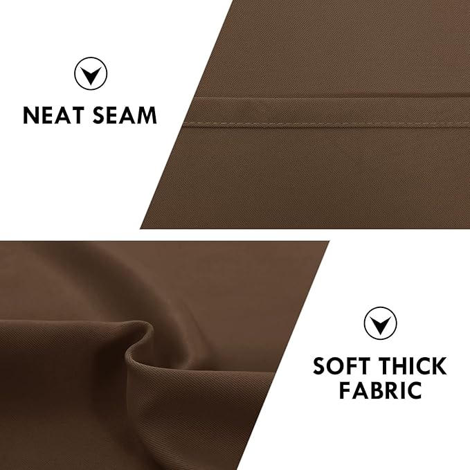 DWCN Blackout Curtains Room Darkening Thermal Insulated Bedroom Curtains Window Treatments, 42 x 45 inches Long, Set of 2 Brown Rod Pocket Drapes
