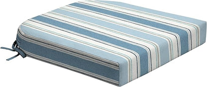 Arden Foam Outdoor Round Back Seat Cushion, 20 x 19, Made with ProFoam, Rain-Proof, Fade Resistant, French Blue Linen Stripe