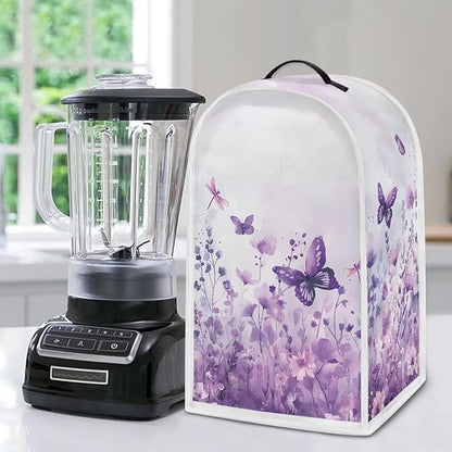 Talayituse Butterfly Dragonfly Flower Print Blender Dust Cover, Fingerprint Protection Cover for Stand Mixer or Coffee Machine, Home Kitchen Appliance Covers for Stain Dust Resistant Supplies