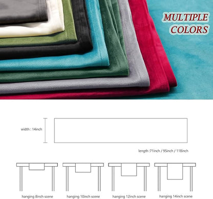 BALCONY & FALCON Velvet Table Runner 14"x71" Olive Luxury Machine Washable Farmhouse Vintage Runner for Table Dining, Party, Wedding, Birthday, Easter, Thanksgiving & Christmas & Home Décor