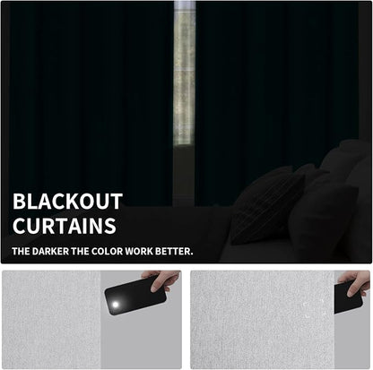 Easy-Going Linen Look Blackout Curtain Grommet Window Curtain Drapes for Bedroom, Living Room Thermal Insulated Room Darkening (2 Panels, 42x63 inch, Greyish White)