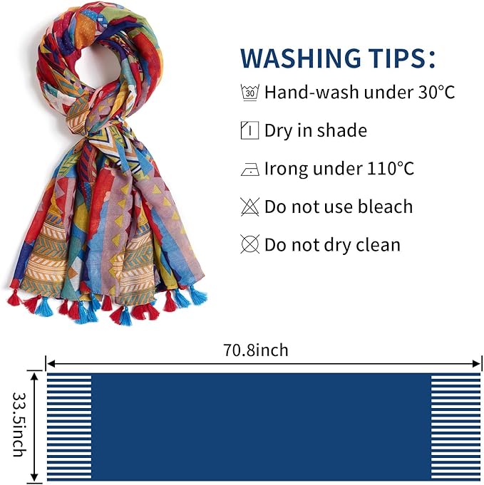 Scarf for Women Lightweight Soft Floral Leopard Printed Scarves Fall Winter Fashion Shawl Wrap with Fringe