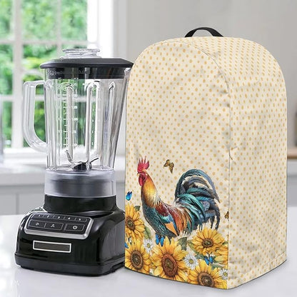 Rooster Sunflower Blender Dust Cover Stand Mixer or Coffee Maker Appliance Covers with Drawstring, Anti Fingerprint Polyester Dust Proof Stain Resistant Blender Cover for Home Kitchen