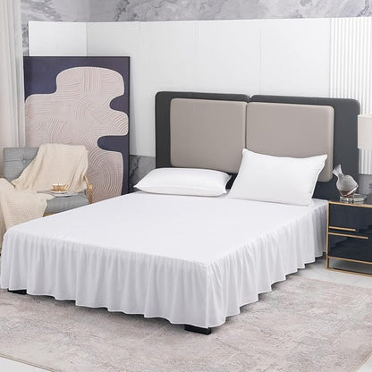 White Bed Skirt King Size Ruffled Bed Skirt with Split Corners, King Bed Skirt 12 Inch Drop, King Size Bed Skirt White for Ruffled Bed Skirt with Split Corners, Bed Skirt King Size
