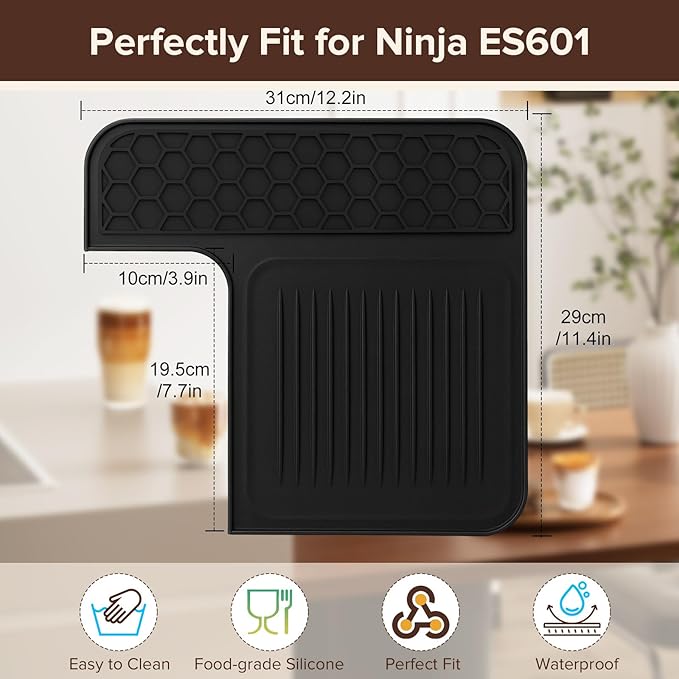 Top Mat for Ninja Luxe Cafe Espresso Machine ES601 & ES701, Protects Top Surface, Anti-scratch, Easy to Clean, Heat Resistant, Non-Slip Silicone Coffee Machine Mat for Ninja Luxe Cafe Accessories