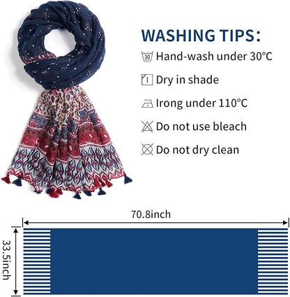 Scarf for Women Lightweight Soft Floral Leopard Printed Scarves Fall Winter Fashion Shawl Wrap with Fringe