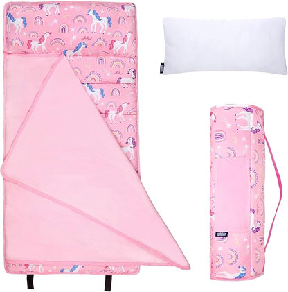 Wildkin 43-inch Kids Nap Mat – Soft Microfiber Toddler Sleeping Mat with Pillow