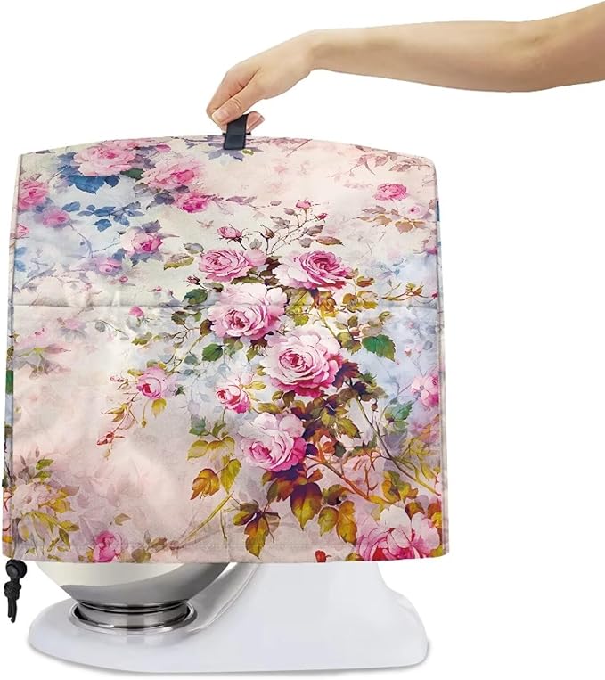 Retro Rose Print Mixer Covers Kitchen Small Appliance Dust Cover Compatible with 4.5-5 Quart Mixer Universal Size Colorful