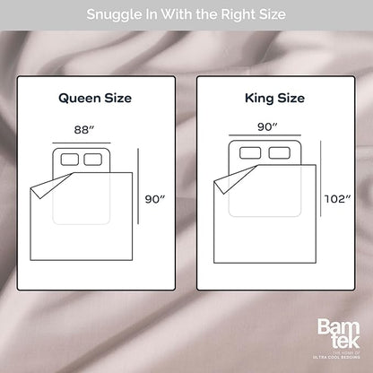 Duvet Cover Set - 100% Viscose Derived from Bamboo Duvet Cover King Size, 3 PC Luxury Cooling Duvet Cover for Hot Sleepers, Buttery Soft Comforter Cover & 2 PC King Pillowcases, Blush