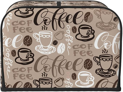 Brown Coffee Pattern 4 Slice Toaster Cover, Waterproof Toaster Dust Cover Bread Maker Protective Cover For Small Kitchen Appliance Dining Room Table Home Decor Gifts