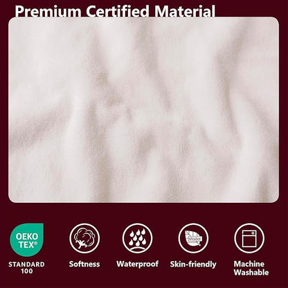 Waterproof Blanket for Bed King Size, Leak Proof Dog Couch Blankets Reversible, Pet Throw Sofa Furniture Protector Machine Washable-82 x108,Burgundy Red+Cream