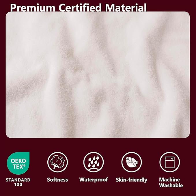 Waterproof Blanket for Bed, Leak Proof Dog Couch Blankets Reversible, Pet Throw Sofa Furniture Protector Machine Washable-82 x120,Burgundy Red+Cream