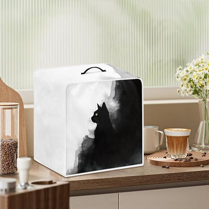 Coffee Maker Cover – Dust Protection Stain Resistant Washable Appliance Cover Kitchen Decoration Gifts For Coffee Lovers Ink-wash Cat Print