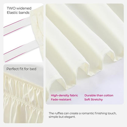 RIMELA Butter Yellow Bed Skirt Full Size 15 Inch Drop, Elastic Bed Skirting for Bed Base and Frame, Bedding Dust Ruffle Easy to Install, Lightweight Wrap Around Adjustable Bedskirt