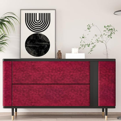 Red Velvet Drawer Liner 15.7"x118" Self Adhesive Burgundy Velvet Fabric Wallpaper Peel and Stick Soft Felt Liner for Jewelry Box Dresser Red Flocking Contact Paper for Cabinets Drawer Crafts