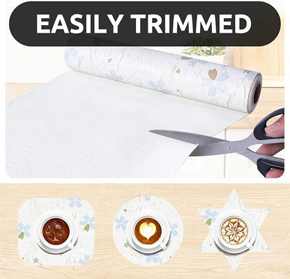 RAY STAR 12X120 Inch Shelf Liner for Kitchen Cabinets, Non-Adhesive Cabinet Liner Washable, PVC Drawer Liner for Dresser Non-Slip Bathroom (Floral)(6 Roll)
