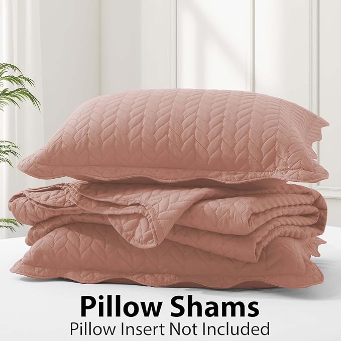 IR Imperial Rooms 8 Pack Quilt King Size Bedding (106" x 96") - Bulk Wholesale for Hotels, Guest Bedroom & Airbnbs - Lightweight Microfiber Reversible Embossed Quilts Bedspread (Peach)