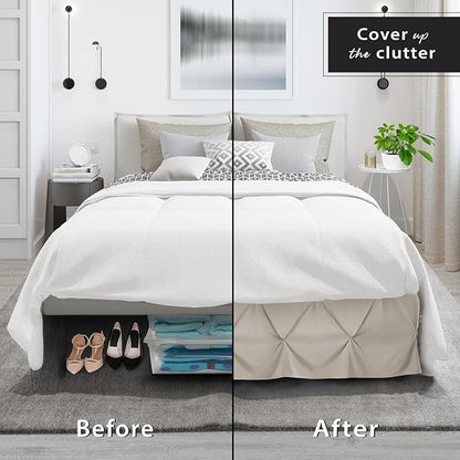 Nestl Linen Bed Skirt Cal King Size, Pinch Pleat Cal King Bed Skirt, 14" Inch Drop Cal King Bedskirt, Hotel Quality Linen Bed Skirts, Microfiber Bedskirt for Cal King Bed, Linen Cal King Bed Skirt