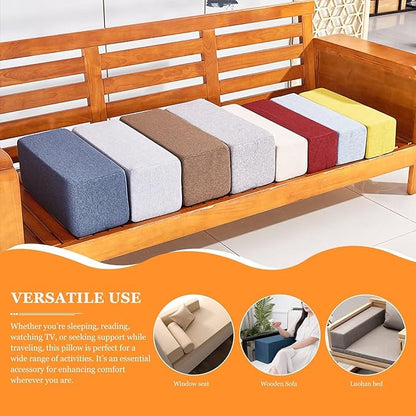 Couch Arm Rest Pillow, Linen Armrest Cushion, High Density Foam Armrest Cushion, Removable & Washable Rectangular Headboard Elbow Support for Armchair Sofa Bed,Light Gray-2pcs,7.9x7.9x19.7