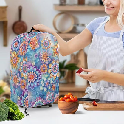 Mandala Flower Blender Dust Cover with Drawstring, Stand Mixer or Coffee Maker Appliance Covers, Anti Fingerprint Polyester Dust Proof Stain Resistant Blender Cover for Kitchen