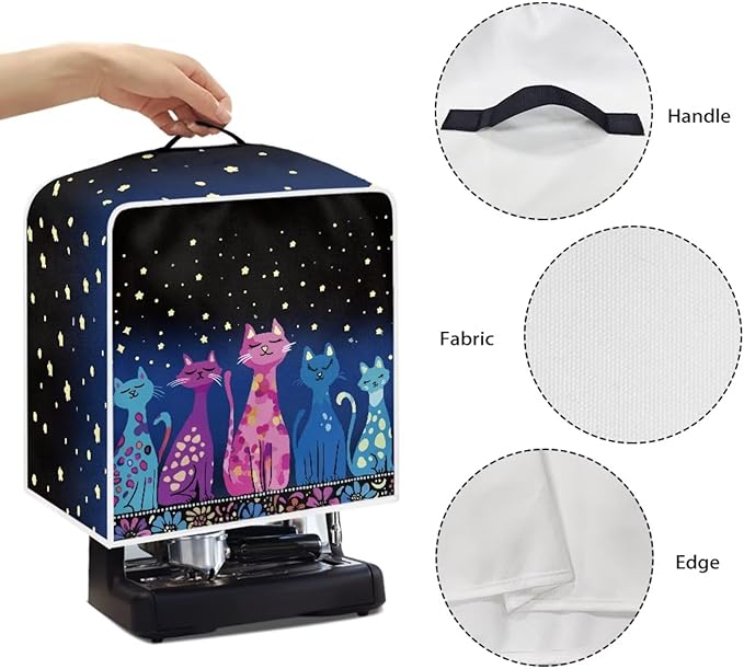 Coffee Maker Cover Dust Cover, Art Washable Dustproof Mixer Protector with Top Handle, Foldable