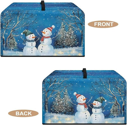 Microwave Oven Cover, Christmas Snowman Heat-Resistant Polyester Machine Protector Decorative Kitchen Appliance Covers Waterproof Microwave Oven Cover for Most Countertop Microwaves Blue