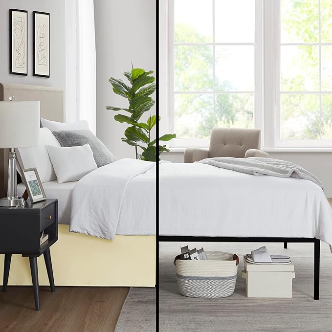 Nestl Vanilla Yellow Twin Bed Skirt - Twin Size Bed Skirt 14 Inch Drop - Brushed Microfiber Bed Skirts - Hotel Quality Pleated Bed Skirt - Shrinkage & Fade Resistant