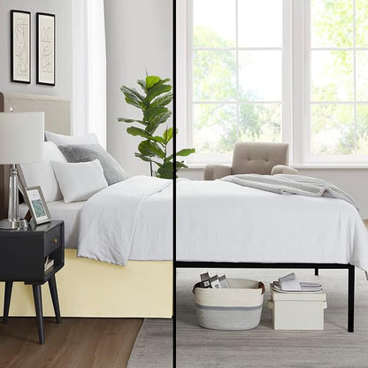 Nestl Vanilla Yellow Twin Bed Skirt - Twin Size Bed Skirt 14 Inch Drop - Brushed Microfiber Bed Skirts - Hotel Quality Pleated Bed Skirt - Shrinkage & Fade Resistant