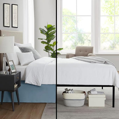 Nestl Stone Blue Bed Skirt Queen Size - Queen Bed Skirt 14 Inch Drop - Brushed Microfiber Bed Skirts - Hotel Quality Pleated Bed Skirt - Shrinkage & Fade Resistant