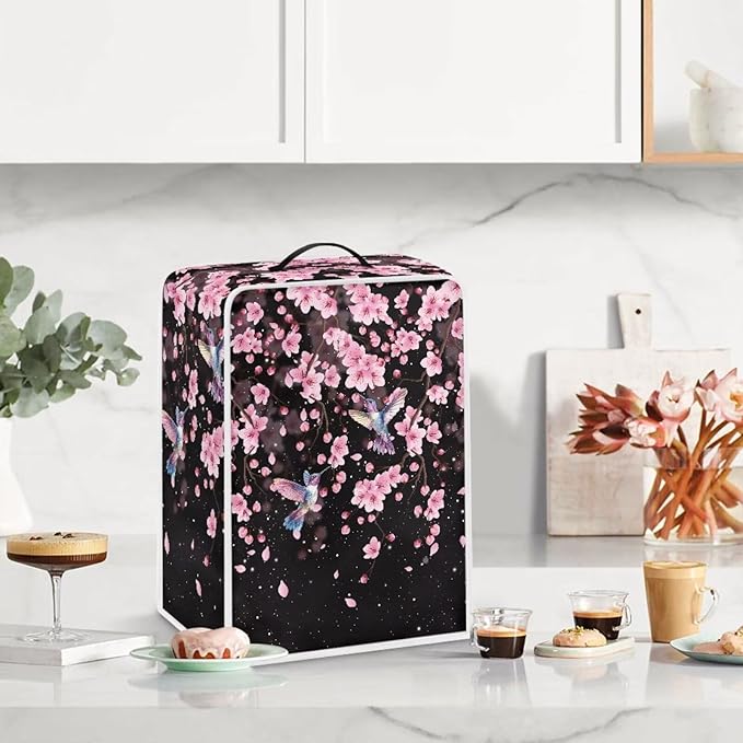 Coffee Maker Cover Hummingbird Cherry Blossom Coffee Maker Cover for Kitchen Counter Dust Protector