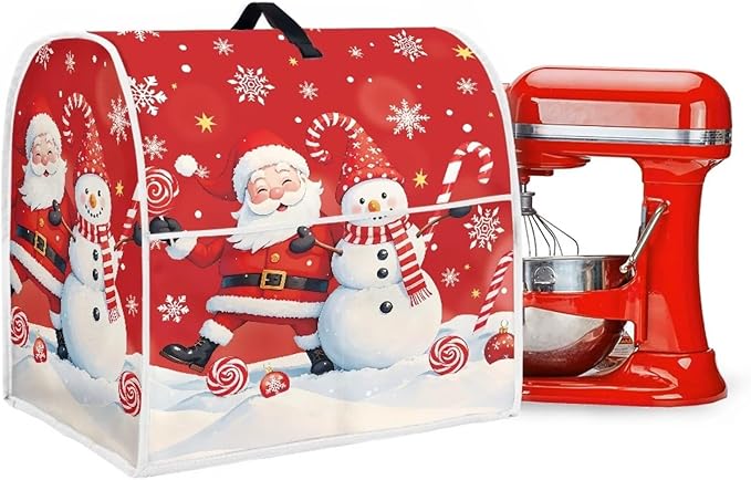 Santa Claus Mixer Cover for Kitchen Aid 4.5-5 Quart Stand Mixers, Universal Kitchen Appliance Dust Cover Washable Dustproof Cloth Cover with Pocket for Kitchenware Gift for Christmas