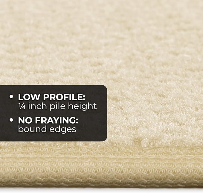 House, Home and More Skid-Resistant Carpet Indoor Area Rug Floor Mat - Ivory Cream - 6 Ft X 9 Ft - Non Slip Rubber Backing, Stain Resistant, Dog Friendly, Living Room Bedroom Kitchen Entryway