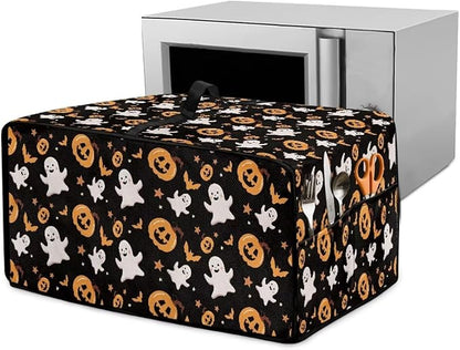 Halloween Toaster Oven Dust Cover Protective Microwave Oven Cover with Pockets Dust-proof Countertop Appliance Protector, Halloween Pumpkin Ghost Bat Star Print, S
