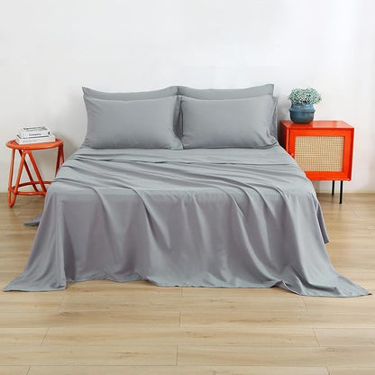 Air Mattress Sheet Set Queen Size,6 Piece Deep Pocket Bed Sheet Set for 16-24 Inch Air Bed,Easy Inflate Access,Perfect for Guest Room, RV, Camping,Gray