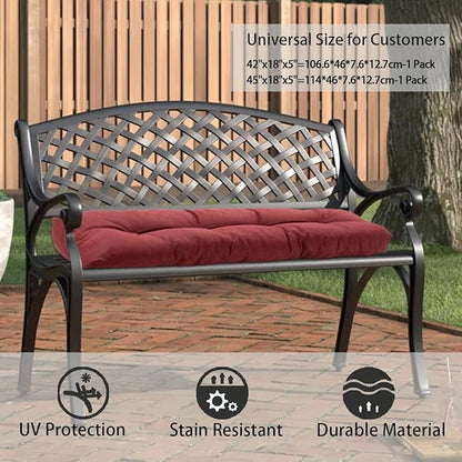Outdoor Bench Cushion 48 x18 inch with Non-Slip Grips,Water Resistant Porch Swing Cushion,Bench Pillow Pads,Tufted Cushions for Patio Garden Furniture,48" Seat Cushions(Dark Red)