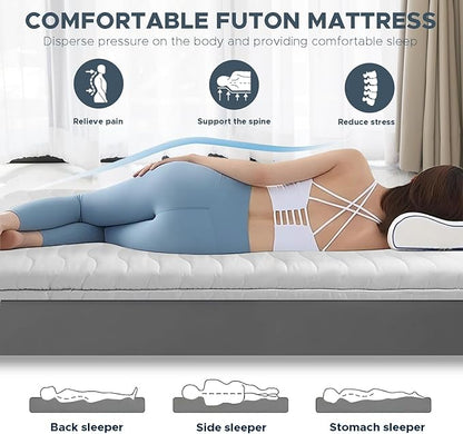 Japanese Floor Mattress, 100% High Density Comfortable Foam, 3.5" Thicken Foldable Mattress Tatami Mat Sleeping Pad, Ideal for Comfort and Support, Kids Floor Lounger Pillow Bed Sofa (Full）