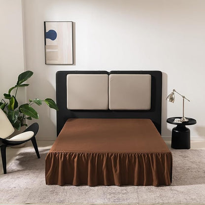 TSUTOMI Brown Bed Skirt Twin Size Ruffled Bed Skirt with Split Corners, Twin Bed Skirt 18 Inch Drop,Twin Size Bed Skirt Brown for Ruffled Bed Skirt with Split Corners, Bed Skirt Twin Size