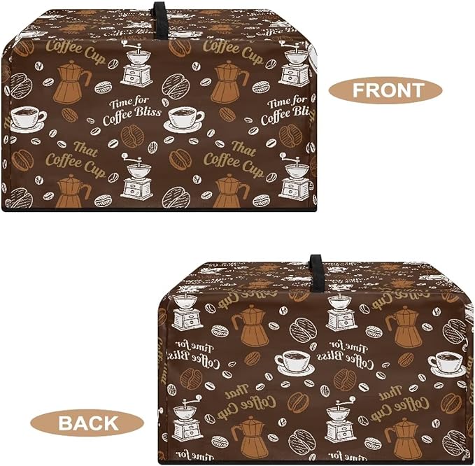 Microwave Oven Dust Cover, Coffee Heat-Resistant Waterproof Polyester Fabric Protection for Toaster Oven Air Fryer Dust Cover for Microwaves Ovens Machine Washable