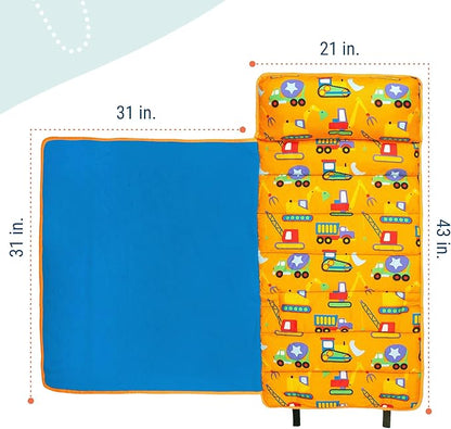 Wildkin 43-inch Kids Nap Mat – Soft Microfiber Toddler Sleeping Mat with Pillow