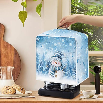 Cute Snowman Coffee Maker Cover Christmas Dustproof Coffee Machine Protection with Handles